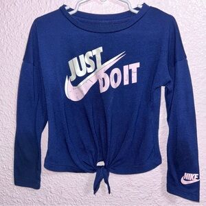 Nike Kids Navy Long Sleeve Tee with Logo